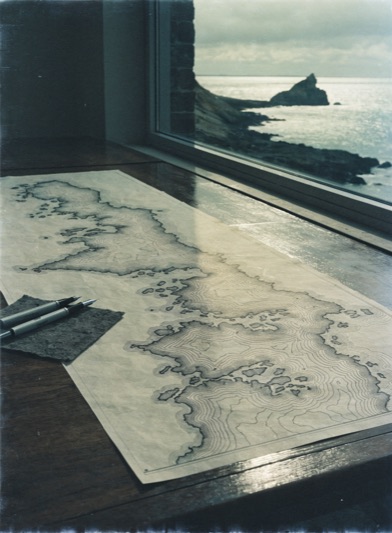 A hand-drawn nautical chart of a coastline